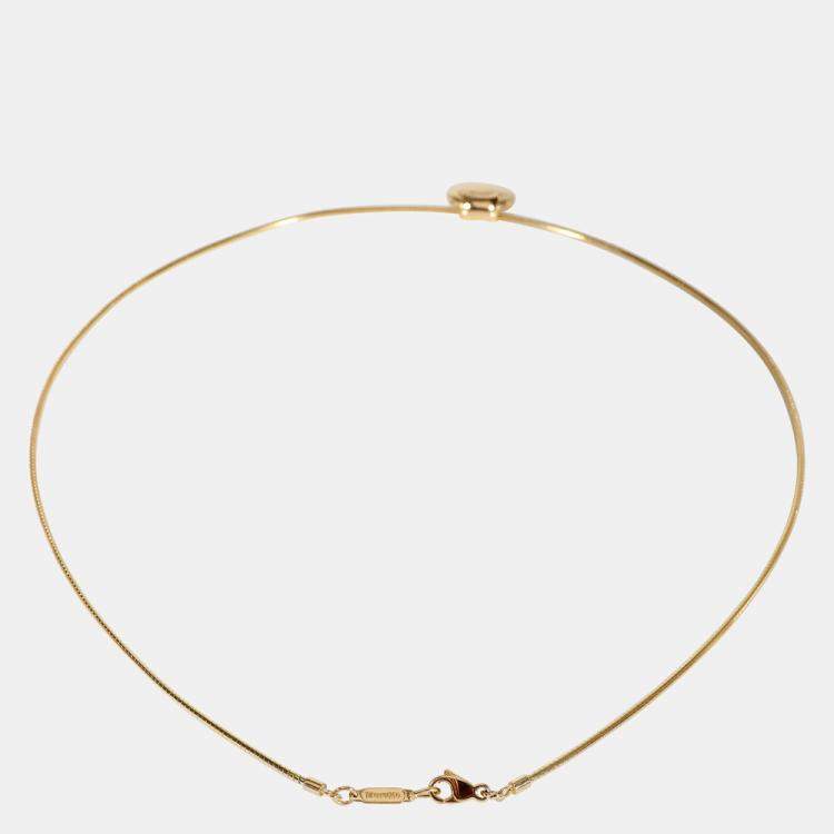 Pre Owned Tiffany & Co. Concave Disc 18K Yellow Gold Necklace 