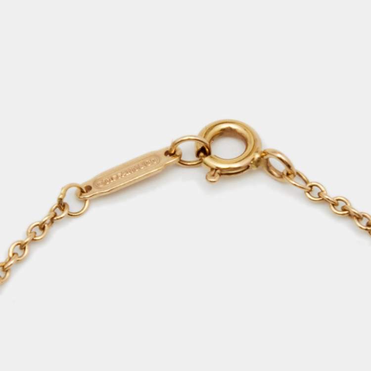 Pre Owned Tiffany & Co. Atlas Diamond Pierced 18k Yellow Gold Station bracelet