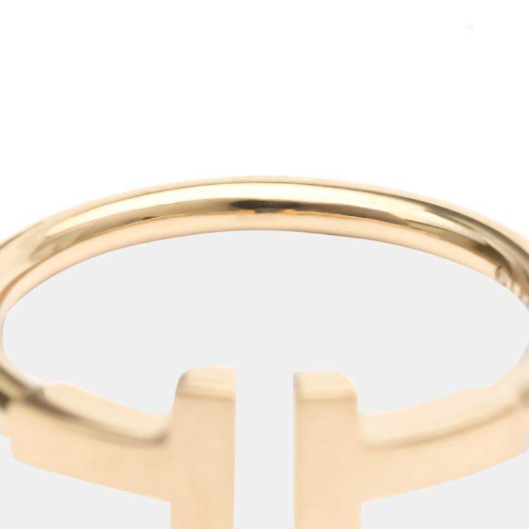 Pre Owned Tiffany & Co. T Wire 18K Rose Gold Ring EU 49