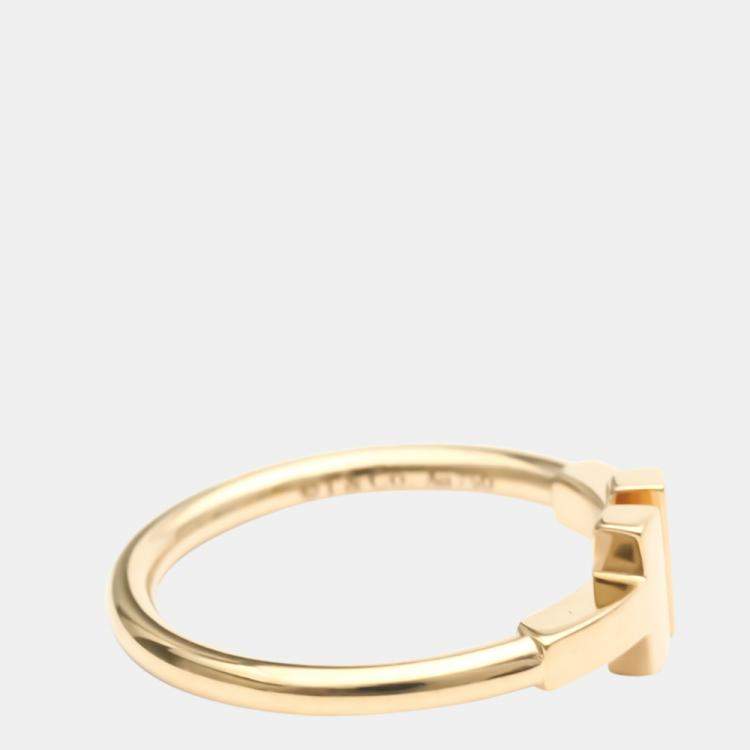 Pre Owned Tiffany & Co. T Wire 18K Rose Gold Ring EU 49