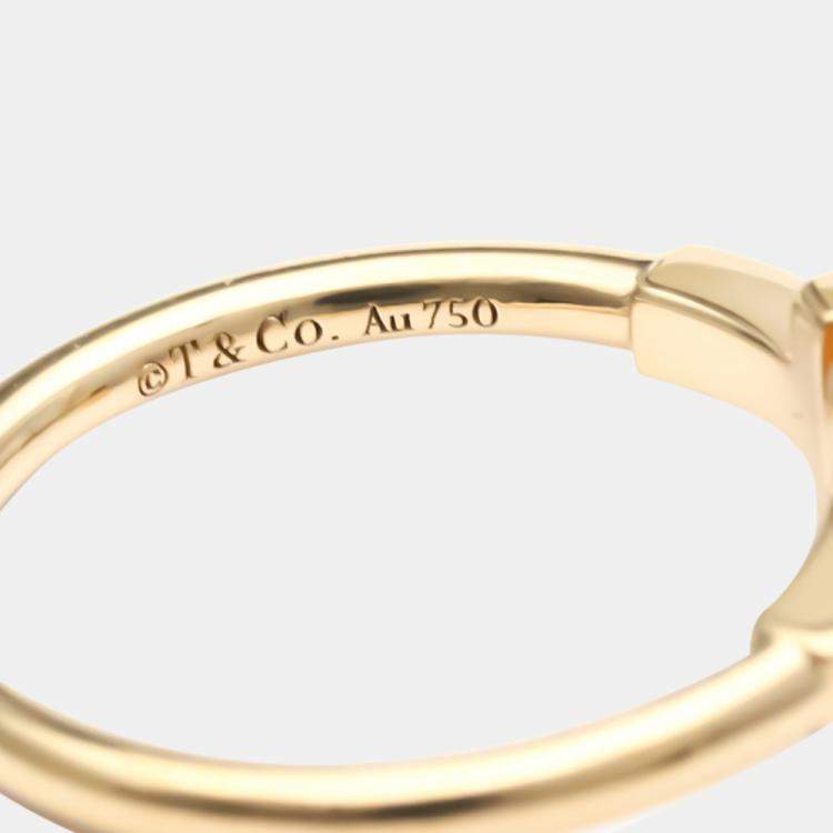 Pre Owned Tiffany & Co. T Wire 18K Rose Gold Ring EU 49