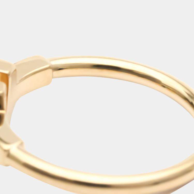 Pre Owned Tiffany & Co. T Wire 18K Rose Gold Ring EU 49