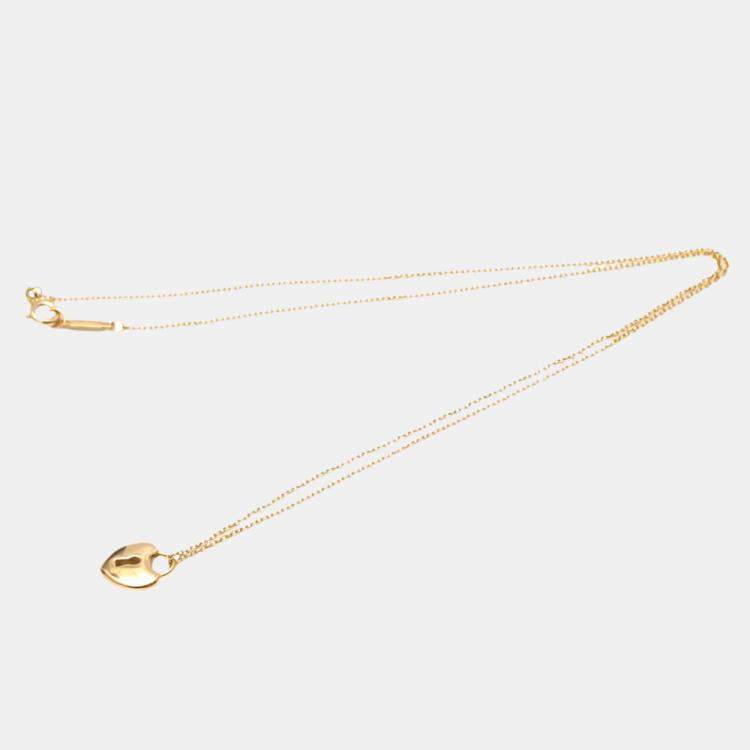 Pre Owned Tiffany & Co. Heart Lock 18K Rose Gold Necklace 