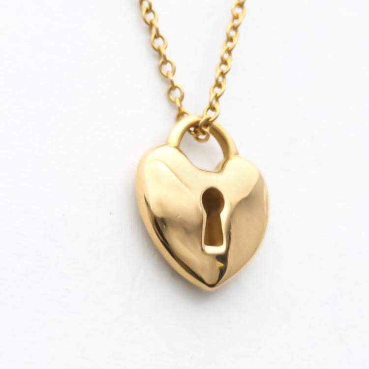 Pre Owned Tiffany & Co. Heart Lock 18K Rose Gold Necklace 