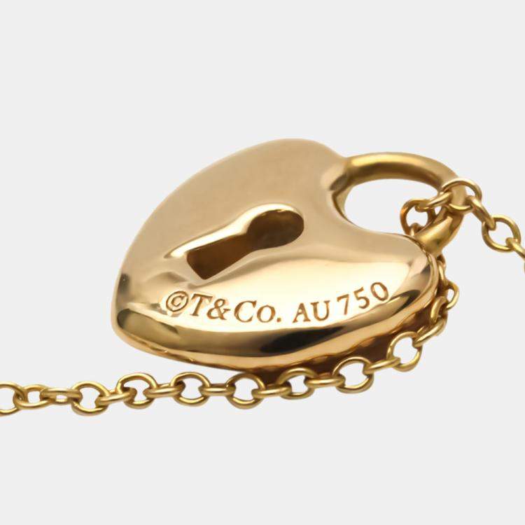 Pre Owned Tiffany & Co. Heart Lock 18K Rose Gold Necklace 
