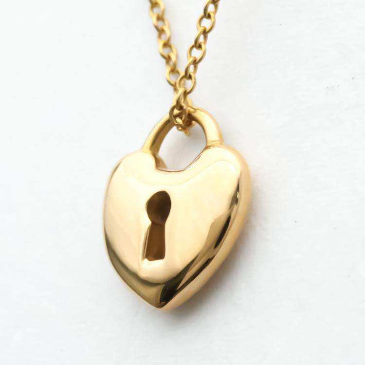 Pre Owned Tiffany & Co. Heart Lock 18K Rose Gold Necklace 