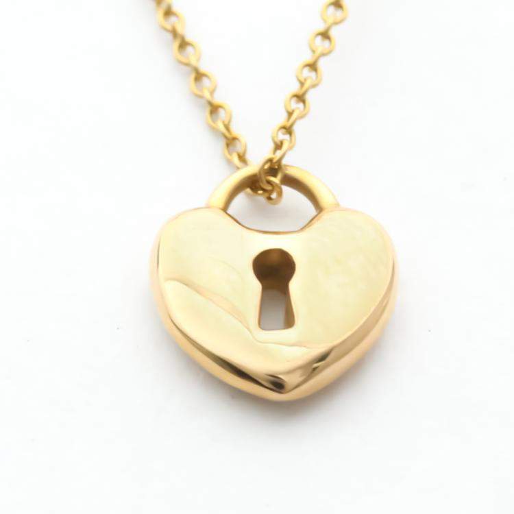 Pre Owned Tiffany & Co. Heart Lock 18K Rose Gold Necklace 