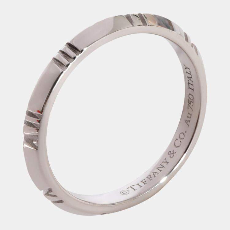 Pre Owned Tiffany & Co. Atlas X Closed Narrow Ring in 18k White Gold