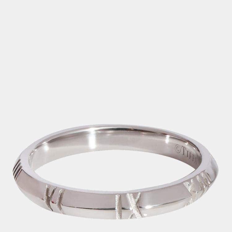 Pre Owned Tiffany & Co. Atlas X Closed Narrow Ring in 18k White Gold