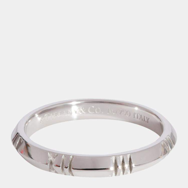 Pre Owned Tiffany & Co. Atlas X Closed Narrow Ring in 18k White Gold