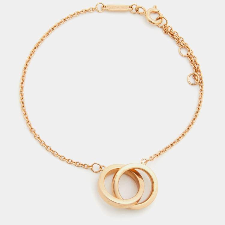 Tiffany & Co. Two Tone 18KYG & SS Heart Interlocking Link Necklace 16