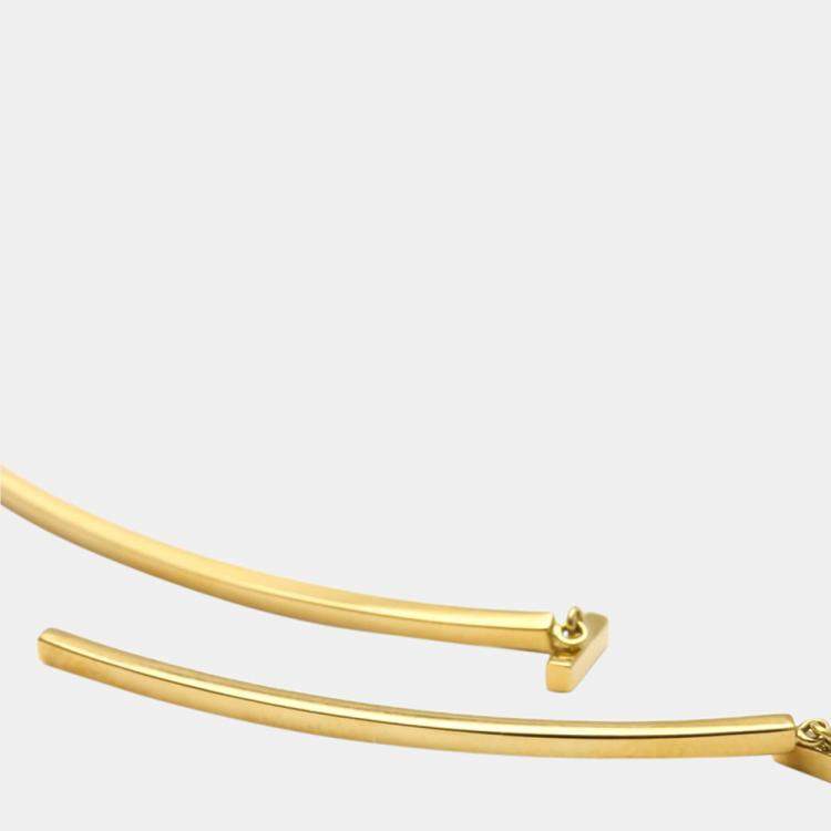 Pre Owned Tiffany T Wire Bar 18K Rose Gold Earrings 