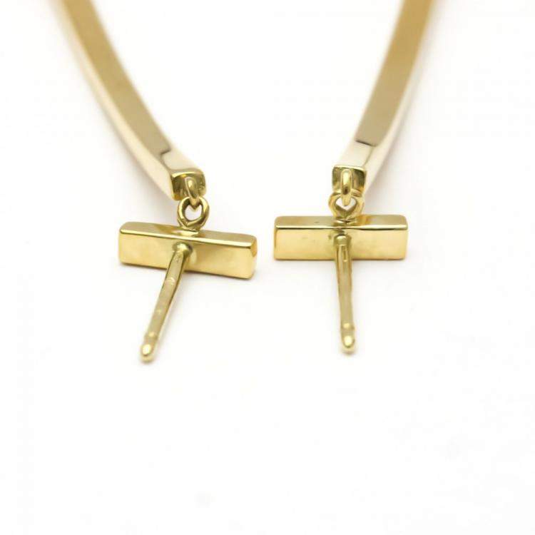 Pre Owned Tiffany T Wire Bar 18K Rose Gold Earrings 