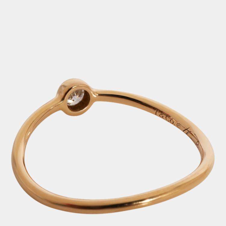 Pre Owned Tiffany & Co. Elsa Peretti Wave Diamond Ring in 18K Yellow Gold 0.06 CTW