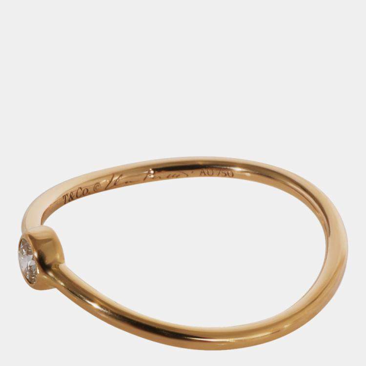 Pre Owned Tiffany & Co. Elsa Peretti Wave Diamond Ring in 18K Yellow Gold 0.06 CTW