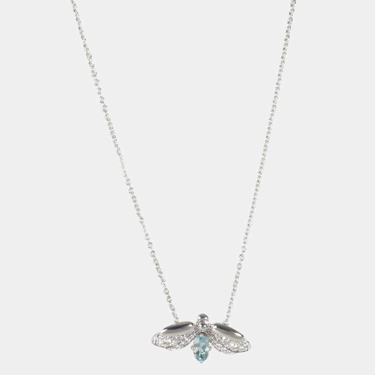 TIFFANY & CO. Pendant Necklace Soleste Aquamarine Diamond Platinum | eBay