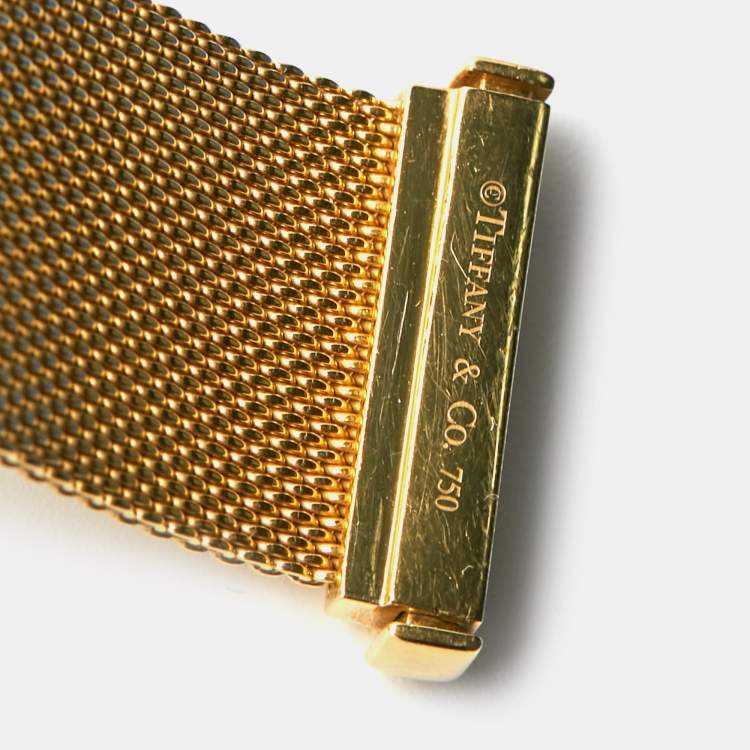 Pre Owned Tiffany & Co. Somerset Diamond 18K Yellow Gold Mesh Link Bracelet