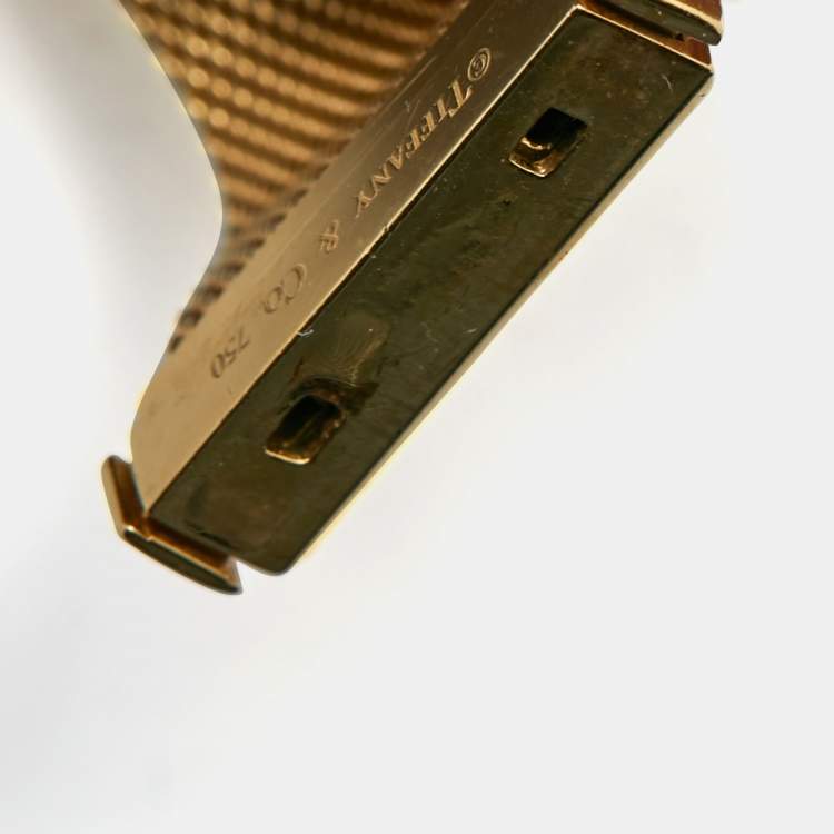 Pre Owned Tiffany & Co. Somerset Diamond 18K Yellow Gold Mesh Link Bracelet