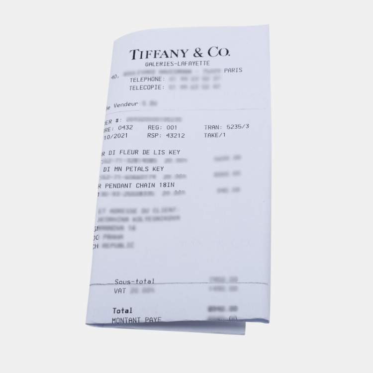 Pre Owned Tiffany & Co. Mini Keys Petals Key Diamond Platinum Pendant