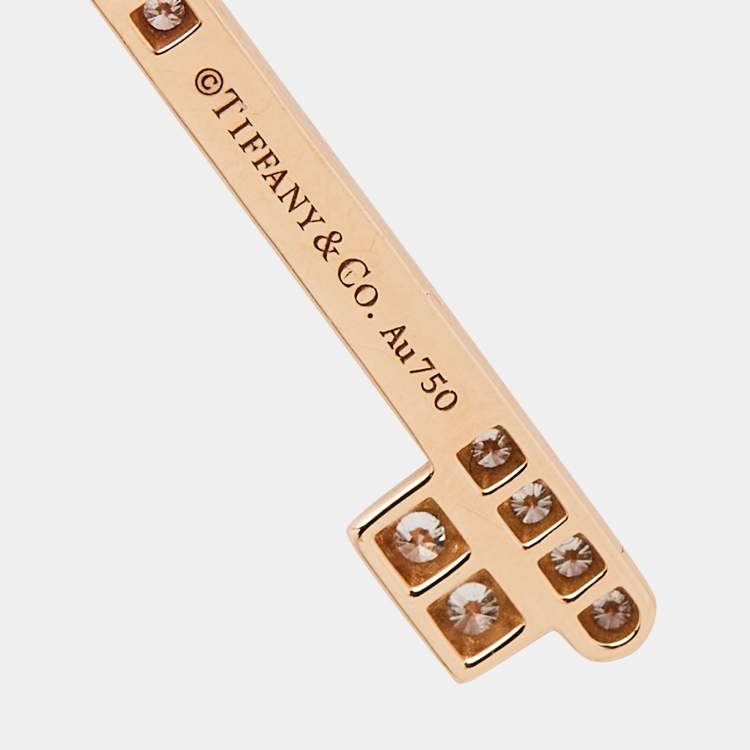 مملوكة مسبقًا Tiffany & Co. Fleur de Lis Key Diamond 18k Rose Gold Pendant