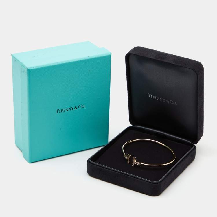 Pre Owned Tiffany  & Co. Tiffany T Diamond 18k Rose Gold Wire Bracelet