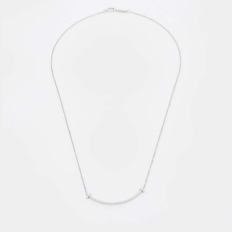 Pre Owned Tiffany & Co. Tiffany T Smile Diamond 18k White Gold Necklace