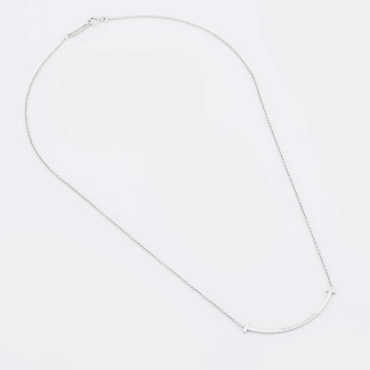 Pre Owned Tiffany & Co. Tiffany T Smile Diamond 18k White Gold Necklace