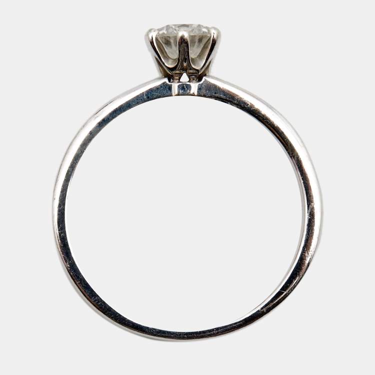 Pre Owned Tiffany & Co. Channel Diamond Platinum Engagement Ring Size EU 54.5