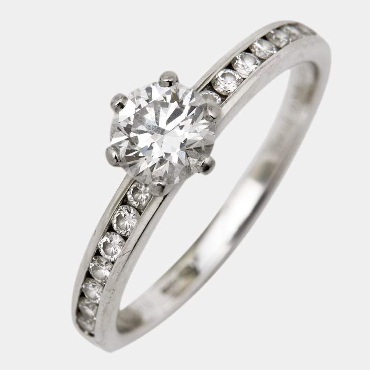 Pre Owned Tiffany & Co. Channel Diamond Platinum Engagement Ring Size EU 54.5