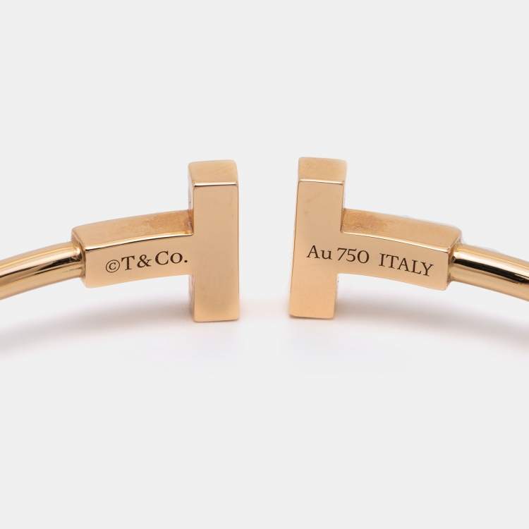 Pre Owned Tiffany & Co. Tiffany T Wire Diamond Mother of Pearl 18k Rose Gold Bracelet