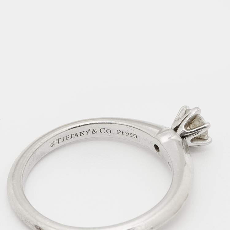 Pre Owned Tiffany & Co. Diamond Platinum Solitaire Engagement Ring Size 48