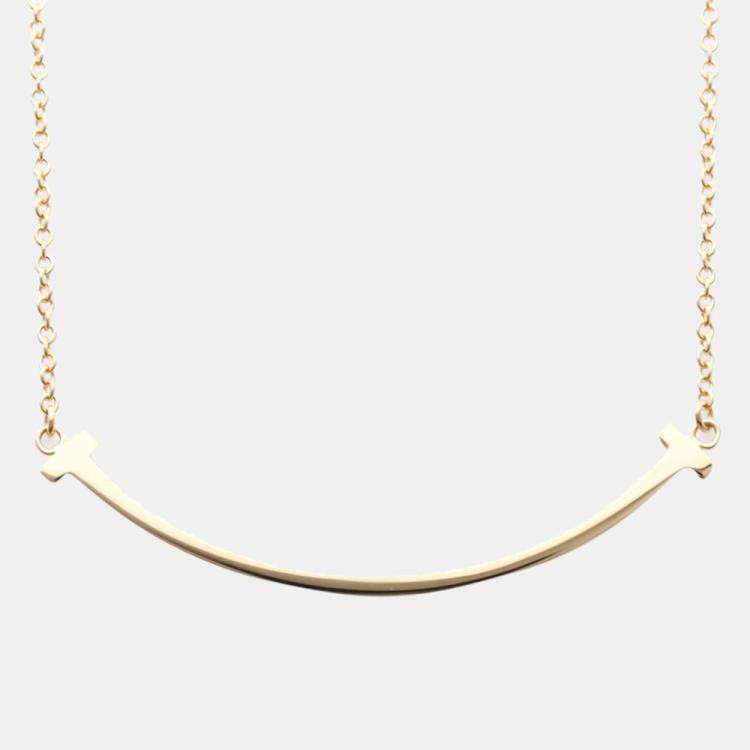 TIFFANY & CO. Yellow Gold Small T-Smile Pendant Necklace