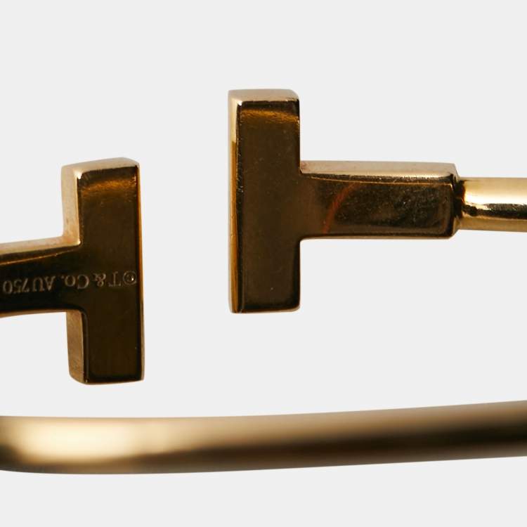 Pre Owned Tiffany & Co. T Wire 18k Yellow Gold Bracelet S