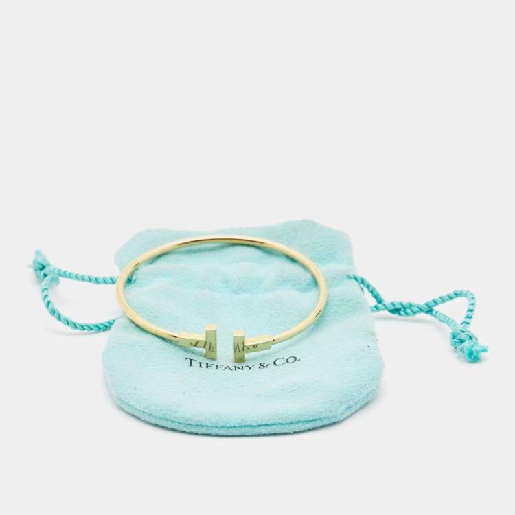 Pre Owned Tiffany & Co. T Wire 18k Yellow Gold Bracelet S