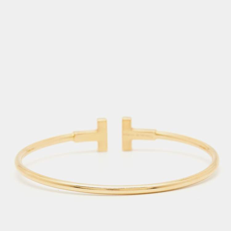 Pre Owned Tiffany & Co. T Wire 18k Yellow Gold Bracelet S