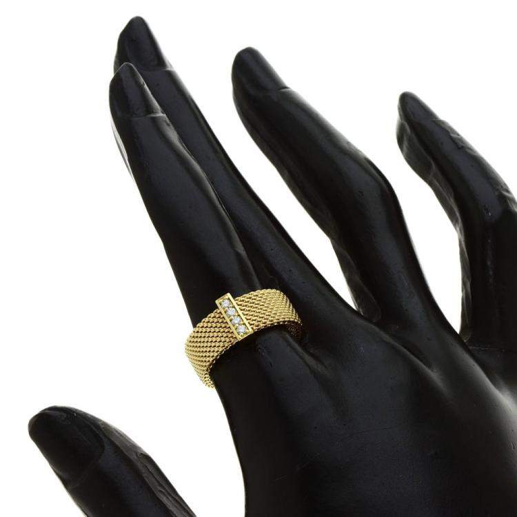 Pre Owned Tiffany & Co. Somerset 18K Yellow Gold Diamond Ring EU 50.5