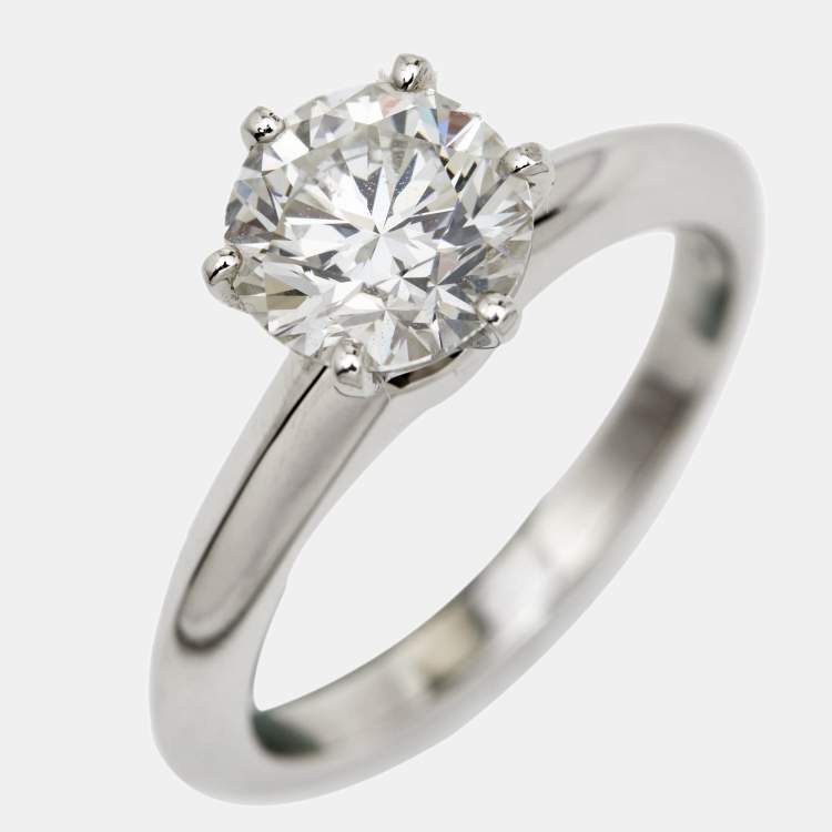 Pre Owned Tiffany & Co. The Tiffany® Setting Diamond Platinum Solitaire Ring Size 52