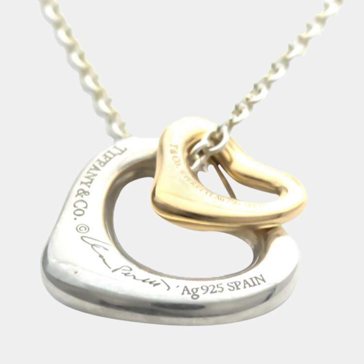 مملوكة مسبقًا Tiffany & Co. Elsa Peretti Open Heart 18K Rose Gold Sterling Silver Necklace