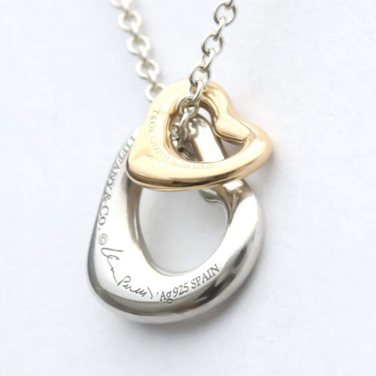 مملوكة مسبقًا Tiffany & Co. Elsa Peretti Open Heart 18K Rose Gold Sterling Silver Necklace