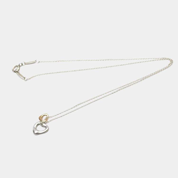 مملوكة مسبقًا Tiffany & Co. Elsa Peretti Open Heart 18K Rose Gold Sterling Silver Necklace