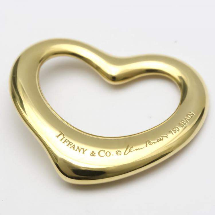 Pre Owned Tiffany & Co. Elsa Peretti Open Heart 18K Yellow Gold Charms and Pendant