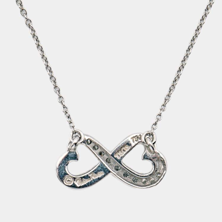 Pre Owned Tiffany & Co. Paloma Picasso Infinity Heart Diamond 18k White Gold Chain Necklace