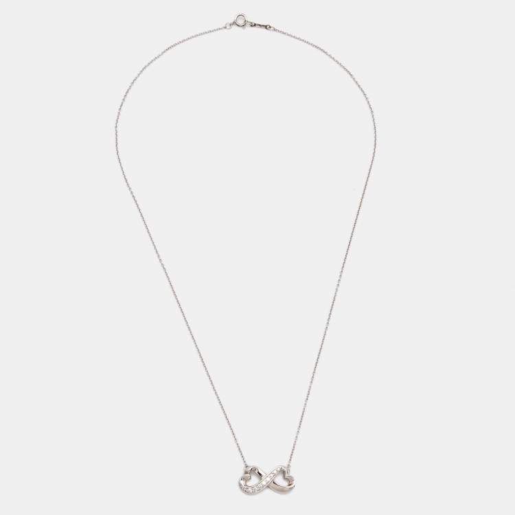 Pre Owned Tiffany & Co. Paloma Picasso Infinity Heart Diamond 18k White Gold Chain Necklace