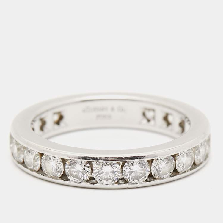 Pre Owned Tiffany & Co. Full Circle Diamond Platinum Eternity Band Ring Size 54