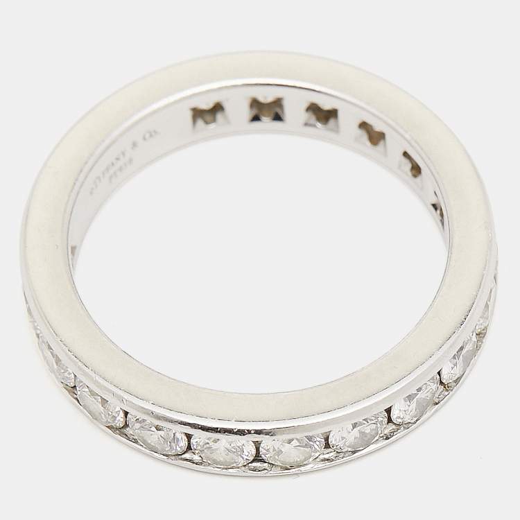 Pre Owned Tiffany & Co. Full Circle Diamond Platinum Eternity Band Ring Size 54