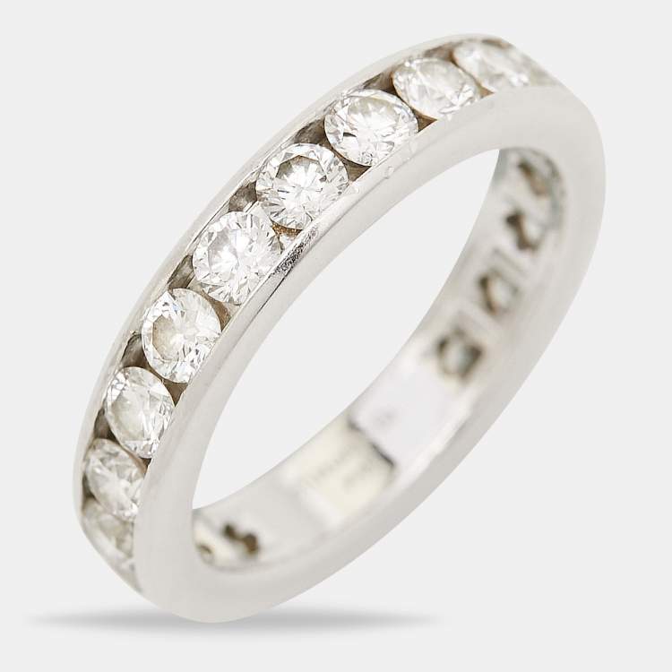 Pre Owned Tiffany & Co. Full Circle Diamond Platinum Eternity Band Ring Size 54