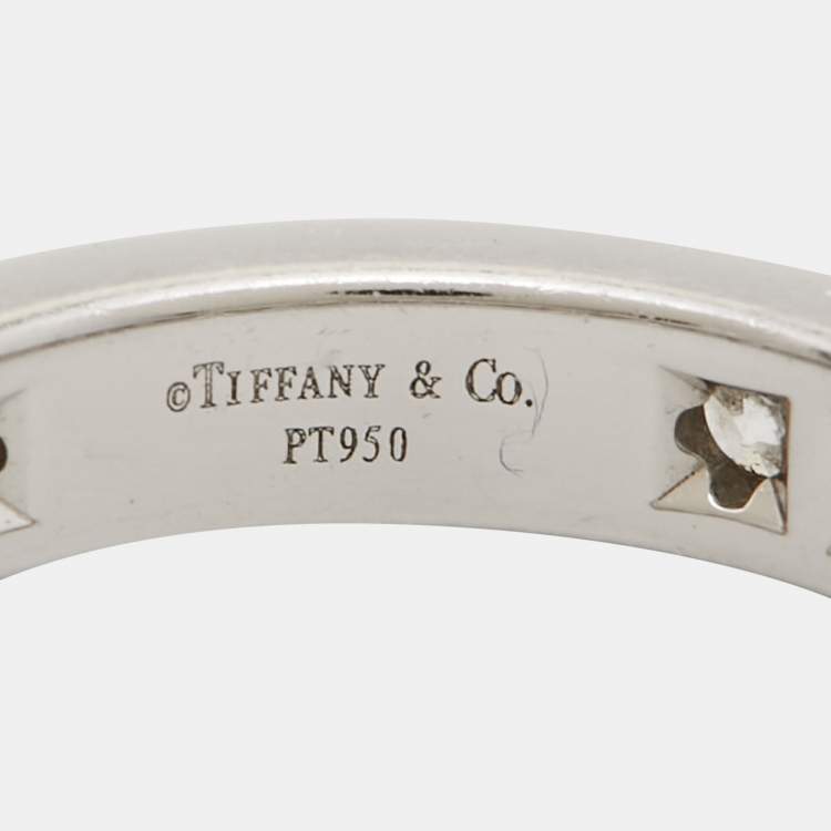 Pre Owned Tiffany & Co. Full Circle Diamond Platinum Eternity Band Ring Size 54