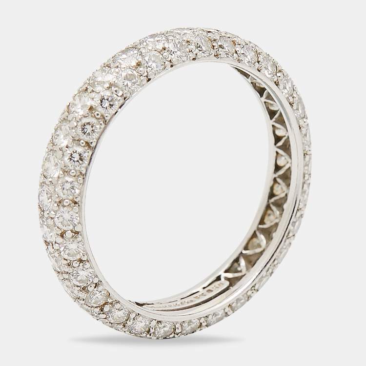 Pre Owned Tiffany & Co. Etoile 3 Row Diamond Paved Platinum Ring Size 54