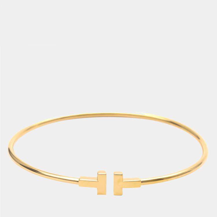 Pre Owned Tiffany & Co. T Wire 18K Rose Gold Narrow Bracelet