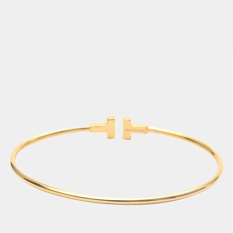 Pre Owned Tiffany & Co. T Wire 18K Rose Gold Narrow Bracelet